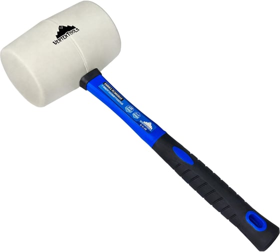 Резиновая киянка vertextools 680 г, белая резина, фибергласовая рукоятка 10-45-680