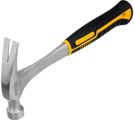 Цельнометаллический молоток-гвоздодер Denzel 350 г, двухкомпонентная рукоятка 10422