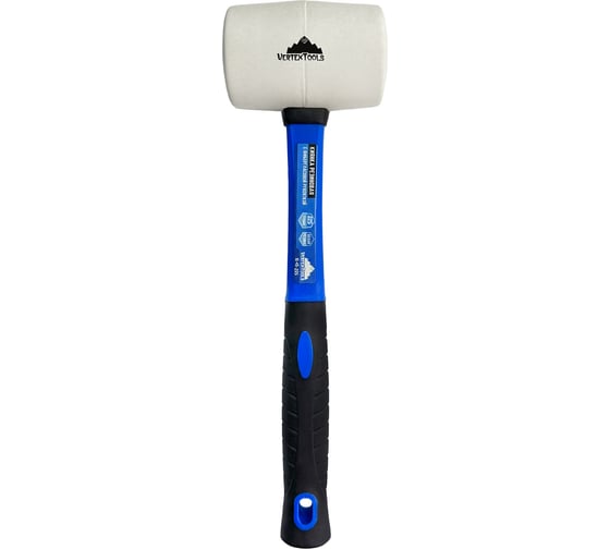 Резиновая киянка vertextools 225 г, белая резина, фибергласовая рукоятка 10-45-225