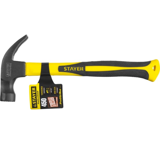 Молоток-гвоздодер с магнитом и фибергласовой рукояткой 450г Stayer PROFESSIONAL 2027-450