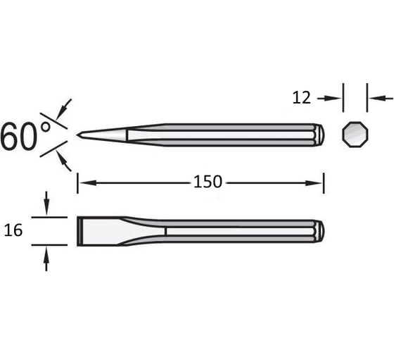 Плоское зубило NORGAU 16x150 мм N97-16X150 075315150