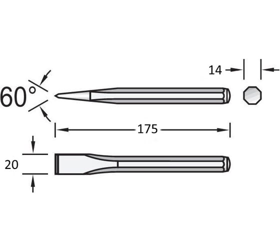 Плоское зубило NORGAU 20x175 мм N97-20X175 075315175