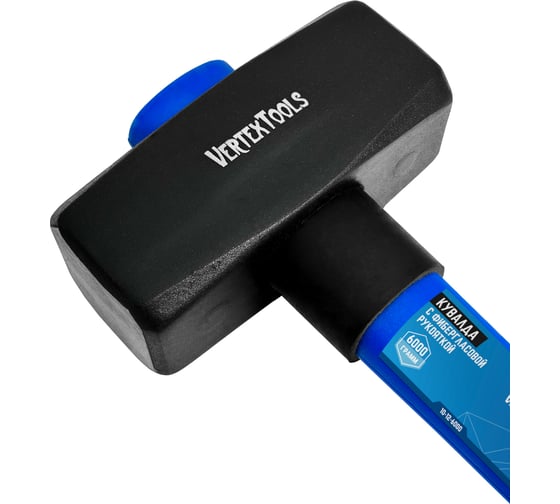 Кувалда vertextools 6000 г, фибергласовая обрезиненная рукоятка 10-12-6000