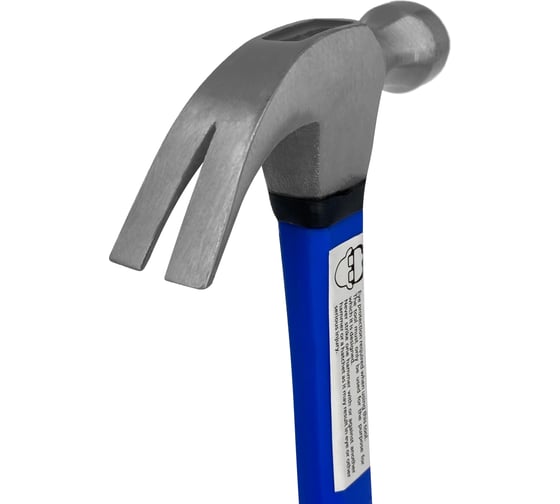 Молоток-гвоздодер vertextools 450 г, фибергласовая обрезиненная рукоятка 10-25-450