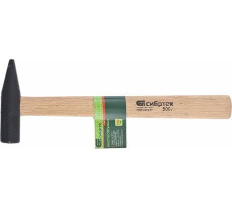 Слесарный молоток 500 г, квадратный боек, деревянная рукоятка СИБРТЕХ 10217