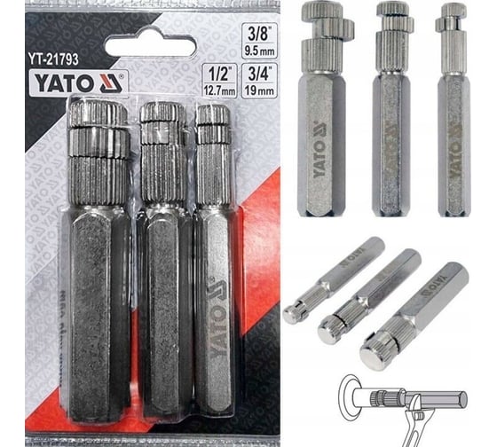 Набор для выкручивания ниппелей YATO 3/8" 1/2" 3/4" YT-21793