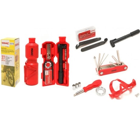Набор инструментов для обслуживания велосипеда WMC TOOLS 27 предметов, + держатель фляги в тубе WMC-2727R(49891)
