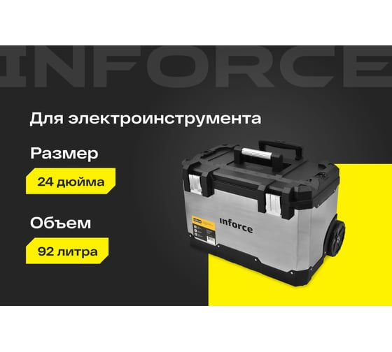 Металлопластиковый ящик для инструментов 24" на колесах Inforce 06-20-09