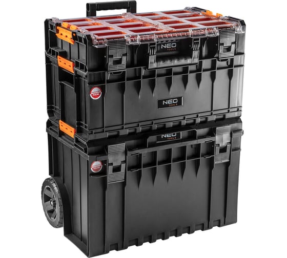 Система модульных ящиков для инструментов на колёсах NEO Tools 59х46х75 см modular system I 84-278