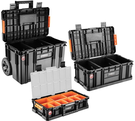 Система модульных ящиков для инструментов на колёсах NEO Tools 53х38х69 modular system II 84-066
