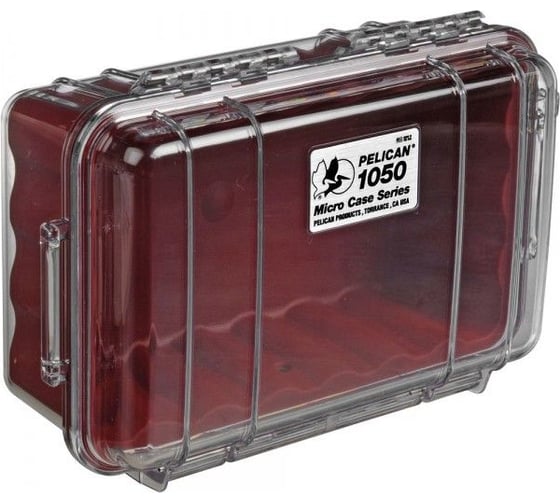Защитный кейс Pelican 1050 красный, с прозрачной крышкой 1050-028-100E