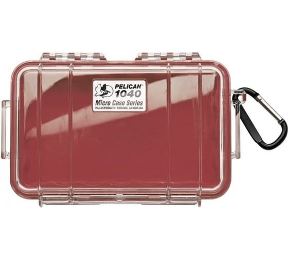 Защитный кейс Pelican 1040 красный, с прозрачной крышкой 1040-028-100E