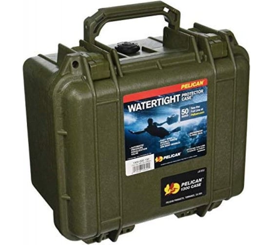 Защитный кейс Pelican 1300 зеленый, пустой 1300-001-130E