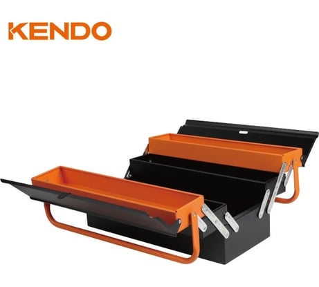 Металлический раскладной ящик для инструментов KENDO 460x200x205 мм 90204
