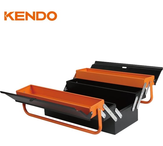 Металлический раскладной ящик для инструментов KENDO 460x200x205 мм 90204 1