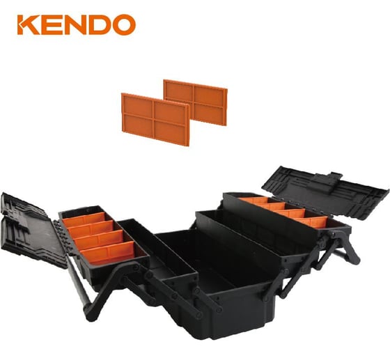 Ящик для инструментов KENDO 5 лотков, 465x229x209 мм 90275