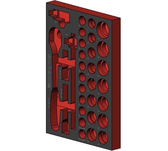 Пустой ложемент EVA IZELTAS красно черный, для торцевых головок 1/2" 31 предмет, габариты 230x335 мм 2955905208 1