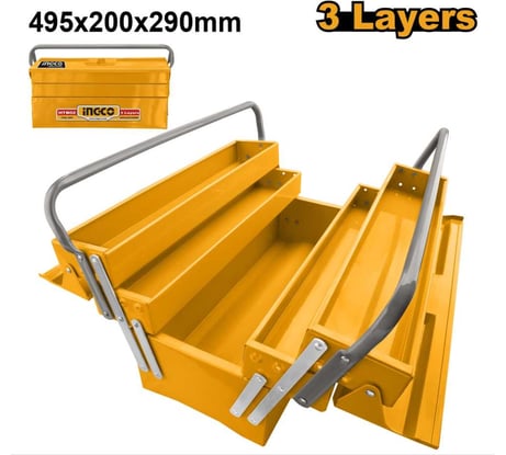 Ящик для инструментов INGCO 495х200х209мм, 3 уровня, металл HTB02