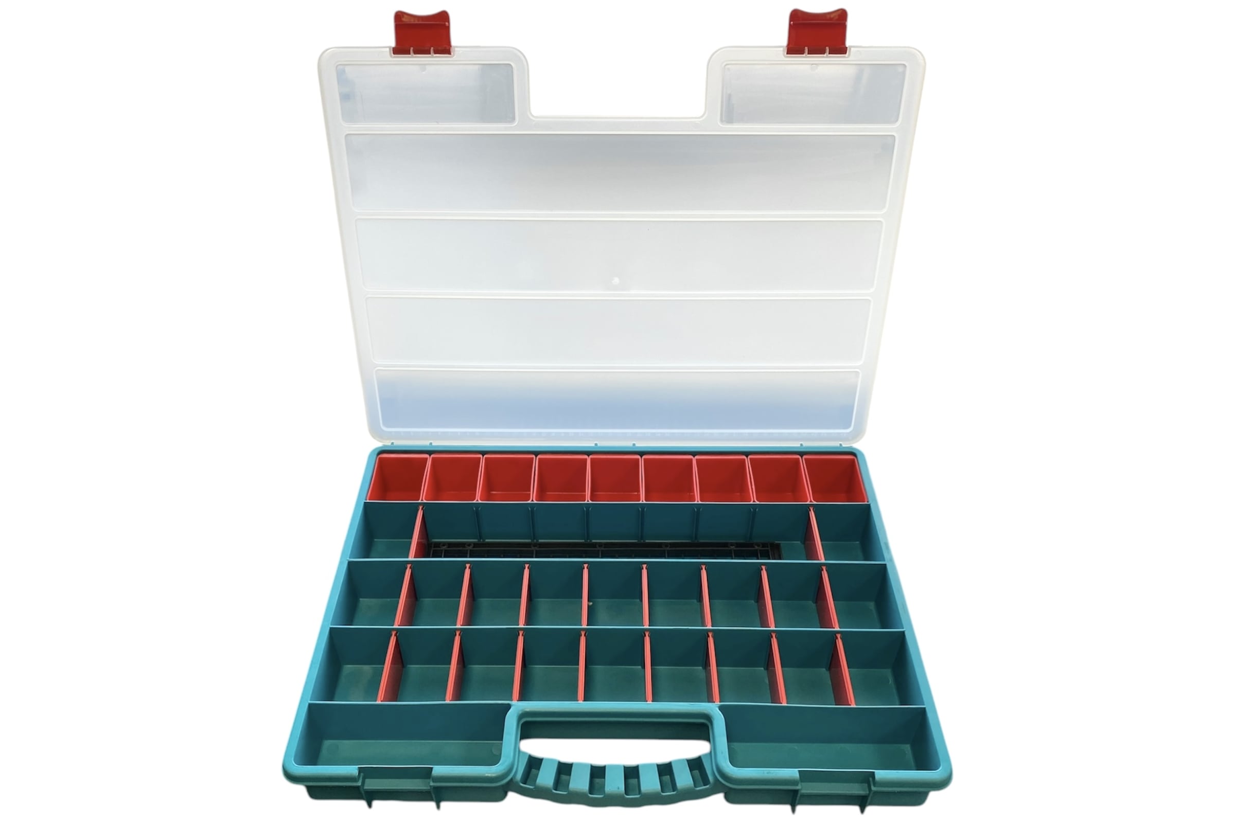 Органайзер JETTOOLS 517x395x60 мм, бирюзовый, с лотками и планкой