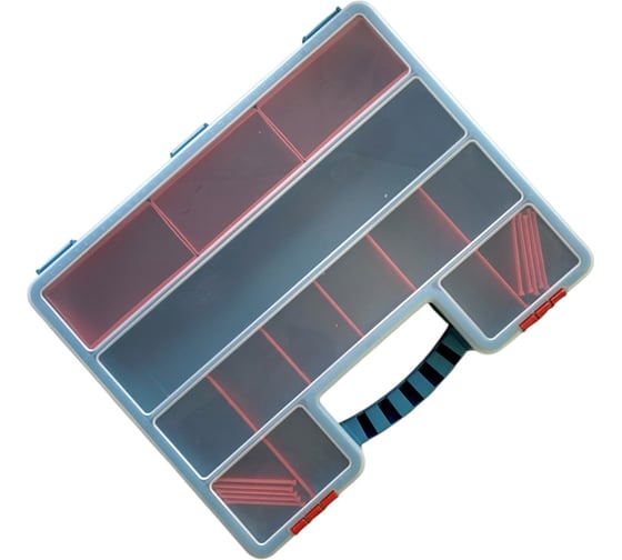 Органайзер JETTOOLS 407x340x112 мм, бирюзовый, с лотками и планкой JETSystem и разделителями, 22 ячейки JT40712