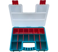Органайзер JETTOOLS 355x260x60 мм, бирюзовый, с лотками и планкой JETSystem и разделителями, 16 ячеек JT35560