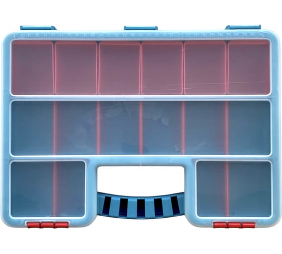 Органайзер JETTOOLS 355x260x60 мм, бирюзовый, с лотками и планкой JETSystem и разделителями, 16 ячеек JT35560