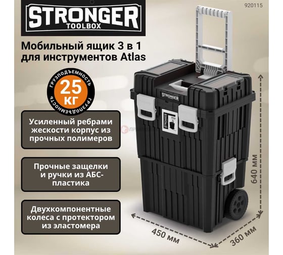 Набор ящиков для инструментов СпрингХауз Stronger Atlas 5 in 1, черный 920115