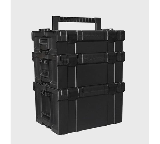 Комплект 3 кейса + тележка для инструментов DGCASE PROTOOLS STACK черный, 390х320х500, PTSET-В PTSET-B