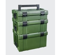 Комплект 3 кейса + тележка для инструментов DGCASE PROTOOLS STACK зеленый, 390х320х500, PTSET-GR