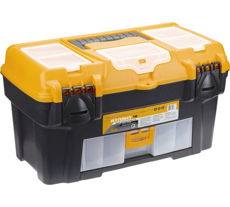 Ящик для инструментов IDEA АТЛАНТ 18' с консолью и секциями черный с желтым М 2924