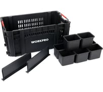Пластиковый ящик открытый Workpro 557х322х250мм, полипропилен, нагрузка 25кг WP283028