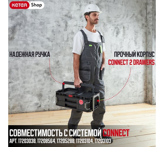Ящик для инструментов Keter НОВИНКА CONNECT SYS 2 DRAWERS 250037