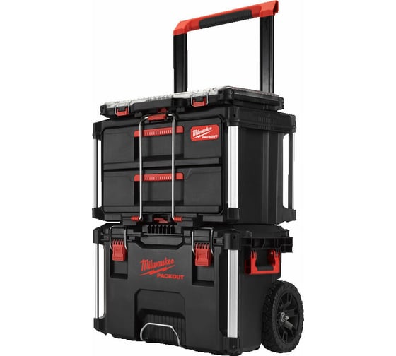 Набор №2 Milwaukee PACKOUT ящик на колесах, ящик с 2-мя выдвижными отсеками, тонкий органайзер 4932479957 1