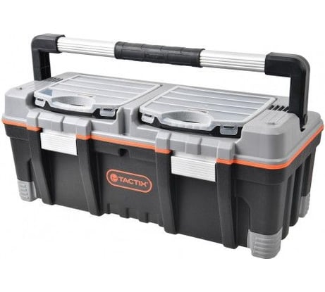 Ящик для инструмента TACTIX 26 с органайзерами и металлической рукояткой 66,0x30,5x28,3 см 320312