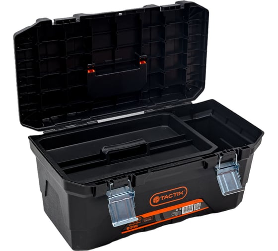 Ящик для инструмента TACTIX 20 черный с металлическими замками 50,8x26,0x23,2 см 320342