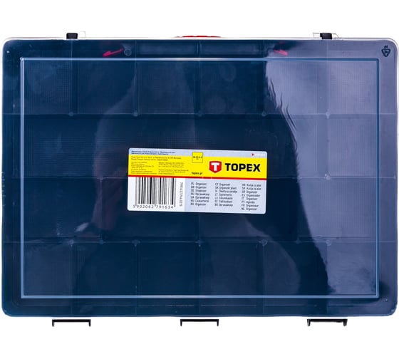Органайзер большой 36 x 25 x 5,5 см пластмассовый 18 отделений TOPEX 79R163
