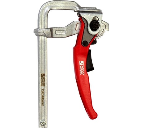 Струбцина WOODWORK кованая, F-тип, 120x60 мм, c рычажной рукояткой, усилие прижима 160 кг RFC-1260