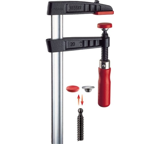Чугунная струбцина BESSEY Tg20b6 200/60, 6 кн, рейка 20x5 мм, деревянная ручка BE-TG20B6