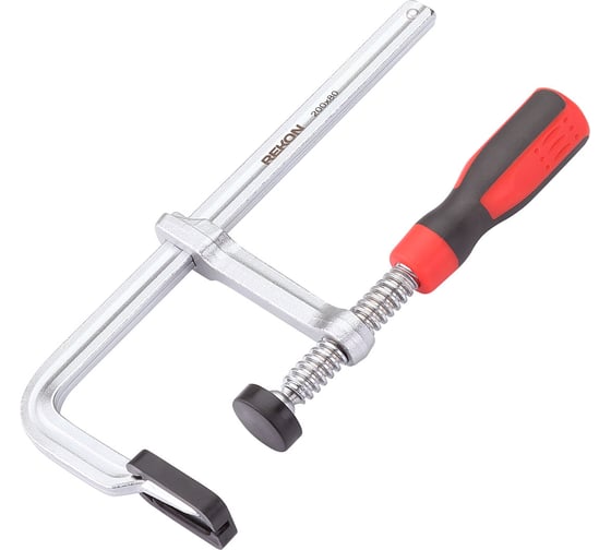 Цельнометаллическая струбцина с защитными колпачками REKON RF07-200-80 с эргономичной рукояткой из пластика 058206