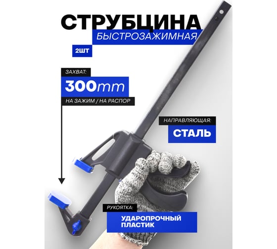 Комплект струбцин быстрозажимных Forsage 4 предмета (6 2шт, 12 2шт) F-38404(60271)