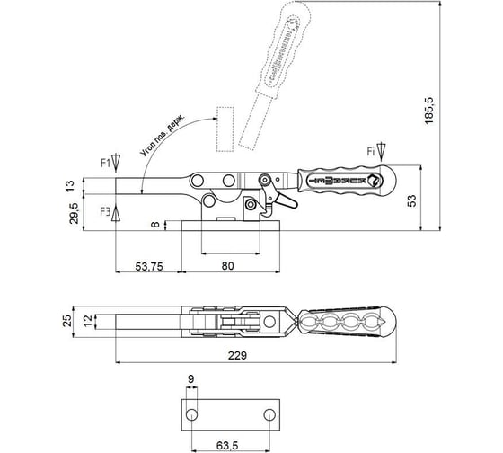 Прижим KUKAMET усиленный до 180 кг 141-4-L