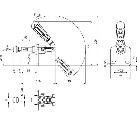 Плунжерный зажим KUKAMET до 465 кг 512-6