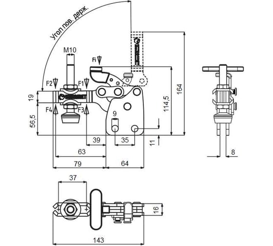 Прижим KUKAMET с Т-образной рукояткой до 337 кг 252-4-L