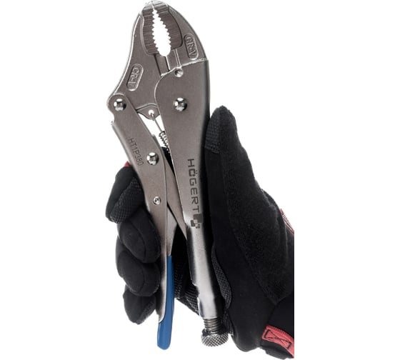 Зажимные клещи HOEGERT TECHNIK круглые губки, 250 мм HT1P380