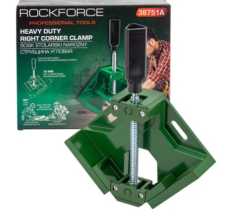 Струбцина винтовая угловая Rockforce (1 зажим, max захват-70мм) RF-38751A(49317)