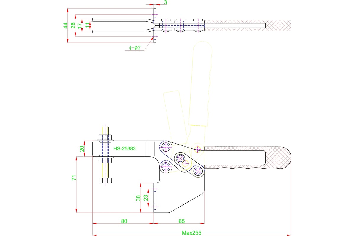 Зажим с горизонтальной рукоятью HS CLAMP HS25383 выгодная цена