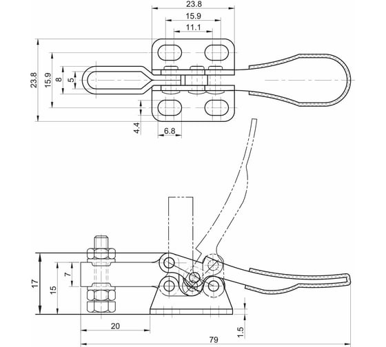 Зажим с горизонтальной рукоятью HS CLAMP HS-201