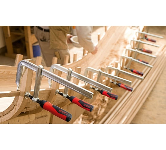 Цельнометаллическая струбцина BESSEY 800/120, усилие 6кН, с двухкомпонентной рукояткой BE-GZ80-12-2K