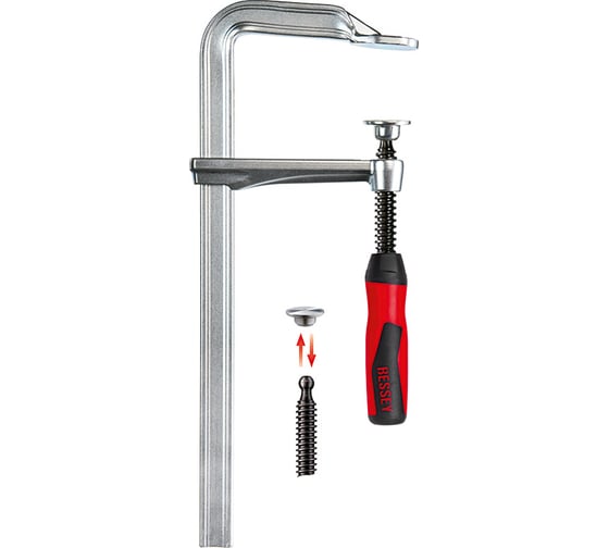 Цельнометаллическая струбцина BESSEY 400/120, усилие 6 кН, c 2-компонентной рукояткой BE-GZ40-2K 1