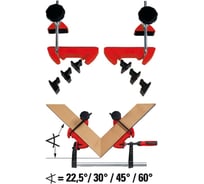 Система угловых струбцин BESSEY для углов 22,5 град., 30 град., 45 град. и 60 град. BE-MCX